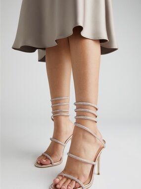 Steve Madden Orange-Red Snake Print Multi-Strap Heels